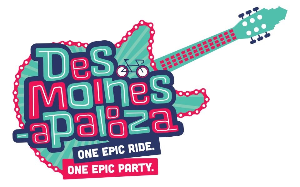 Des Moines' logo for RAGBRAI L.