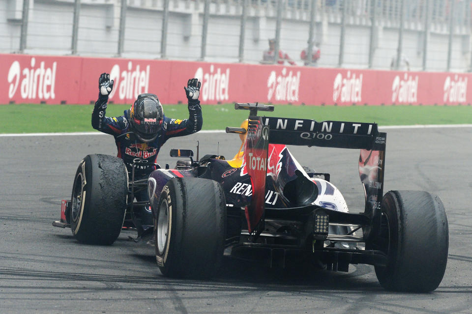 Entre 2010 et 2013, Red Bull Renault a tout gagné. Une époque bien loin… (Crédit Getty)