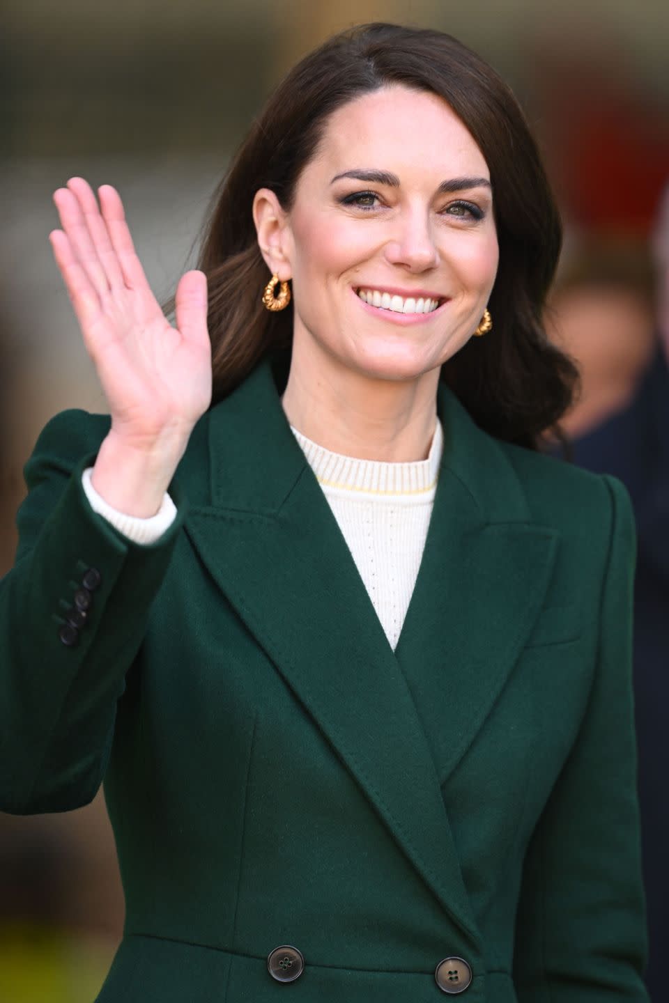 leeds, england january 31 catherine, princess of wales departs after a tour of kirkgate market on january 31, 2023 in leeds, england photo by samir husseinwireimage