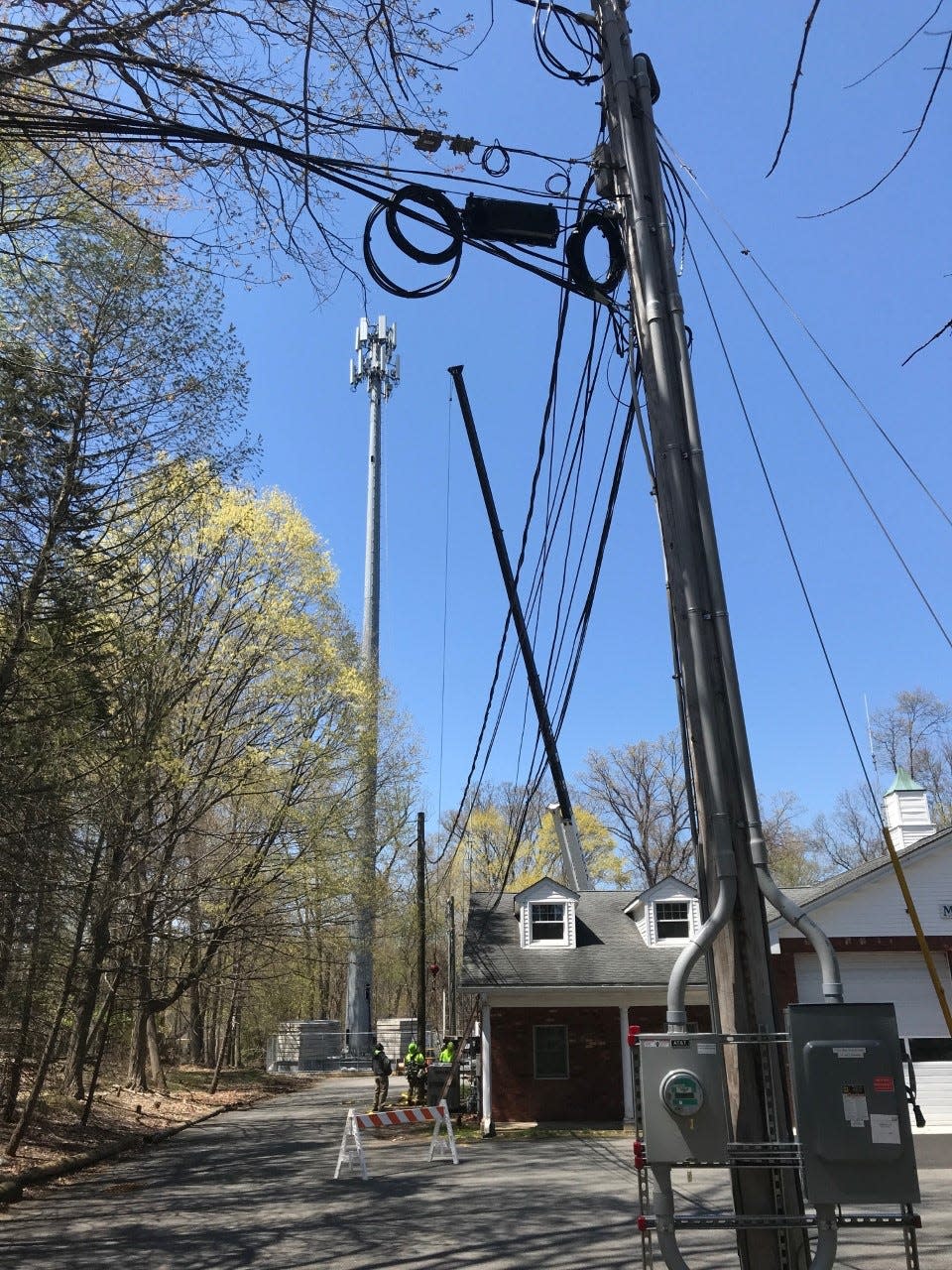 A temporary cell tower was activated at Mahwah Fire Company 3 in May 2021, but work on its permanent replacement is at least eight weeks in the future, borough officials report.