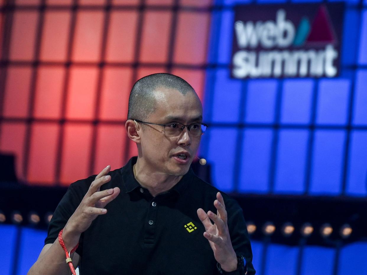 Binance Co-Founder and CEO Changpeng Zhao delivers a speech at the opening event of Europe's largest tech conference, the Web Summit, in Lisbon on November 1, 2022.