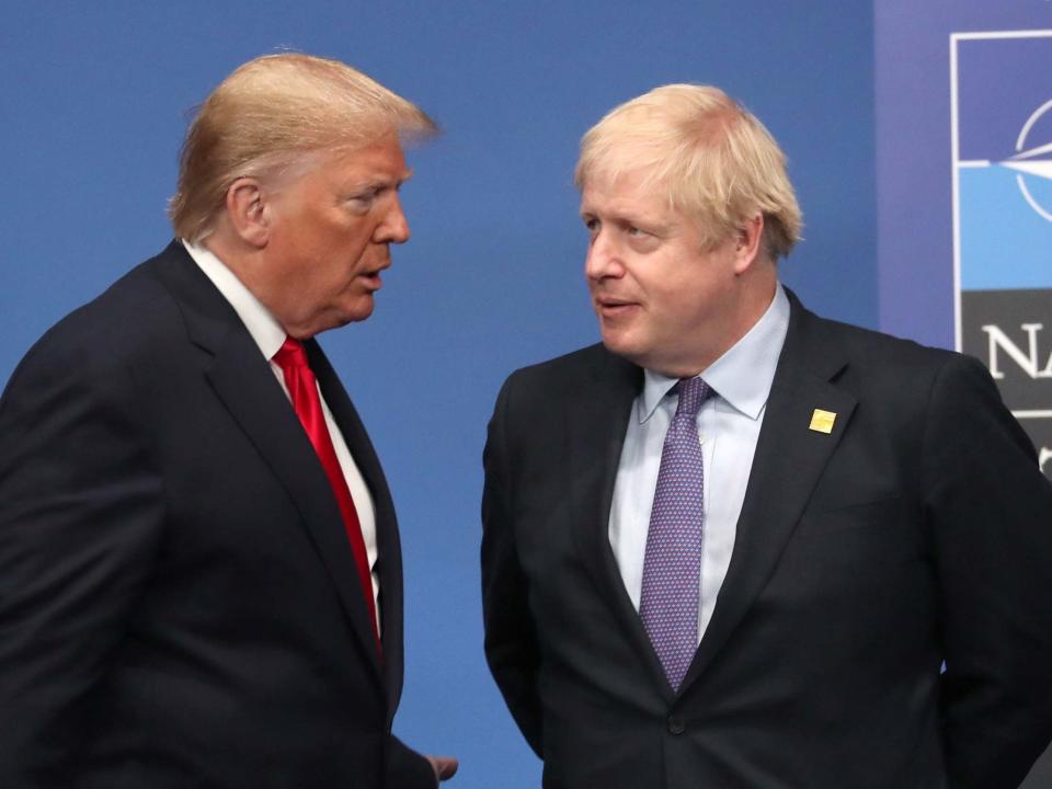 US President Donald Trump and British Prime Minister Boris Johnson onstage during the annual NATO heads of government summit: Getty Images