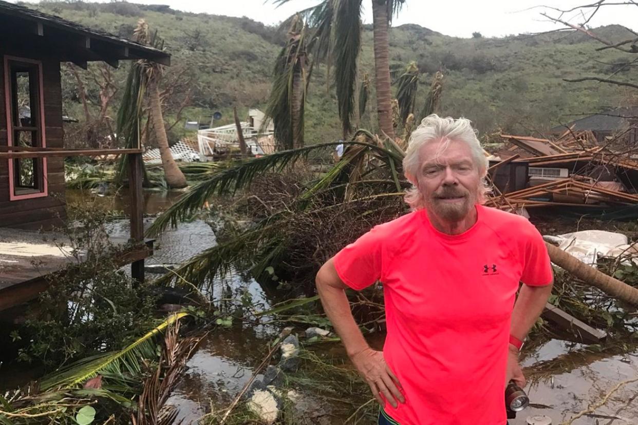 Richard Branson posted this picture from Puerto Rico after revealing the devastation to Necker Island: @richardbranson