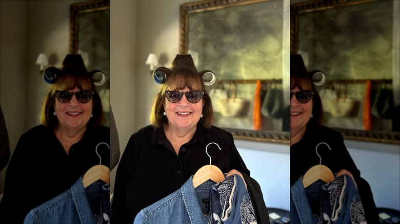 Ina Garten in curlers and sunglasses