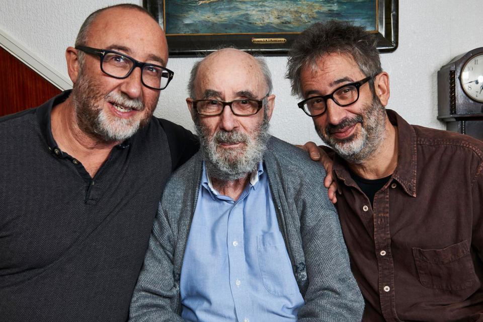 Family affair: David Baddiel (right) with his dad Colin and brother Ivor (Channel 4/Adam Lawrence)