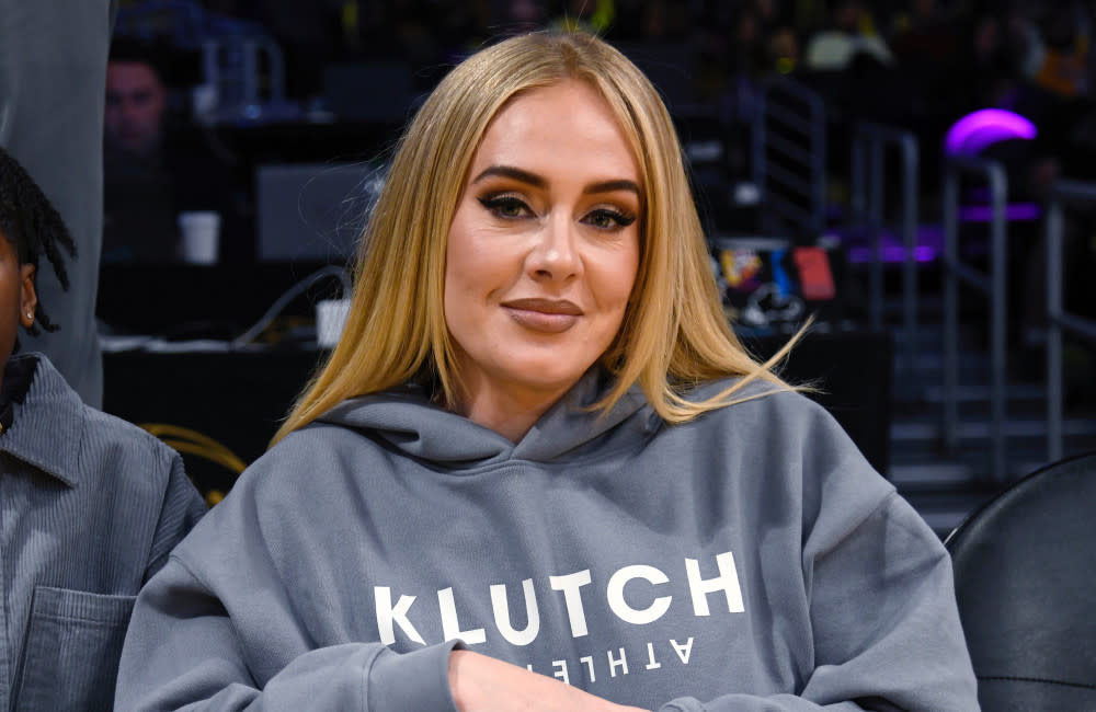 Adele at LA Lakers Playoff game in LA April 2023 - Getty