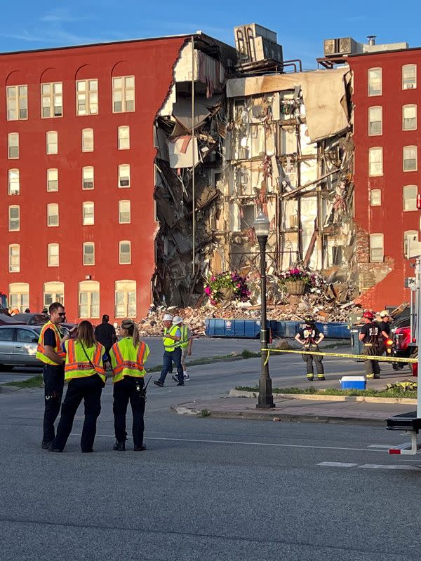 FILE PHOTO: A view of a collapsed apartment building in Davenport, Iowa