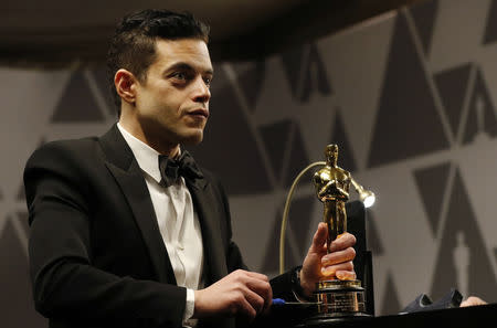 91st Academy Awards - Oscars Show - Hollywood, Los Angeles, California, U.S., February 24, 2019. Rami Malek holds his Best Actor Oscar. REUTERS/Mario Anzuoni