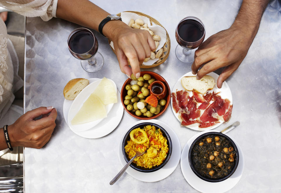 People eating tapas in Spain.