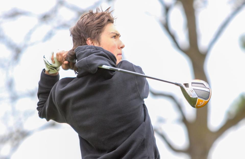 Howell's Zach Spencer tied for sixth with a 74 in the KLAA preseason golf tournament Thursday, April 20, 2023 at Kensington Metropark Golf Course.