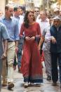 <p><em>April 12, 2016 —</em> Kate paired a lace-up printed maxi dress by <a href="http://www.glamorous.com/" rel="nofollow noopener" target="_blank" data-ylk="slk:Glamorous;elm:context_link;itc:0;sec:content-canvas" class="link ">Glamorous</a> with a simple pair of nude flats for her visit to a contact centre run by the charity Salaam Baalak that provides aid to homeless children in New Delhi.</p>