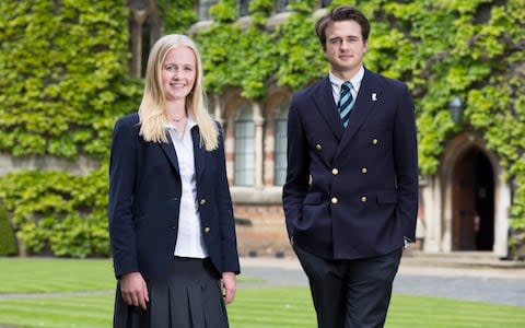 Lydia Norton and Rory Farquharson, head boy and girl at Rugby School, in 2016 - Credit: Andrew Fox 