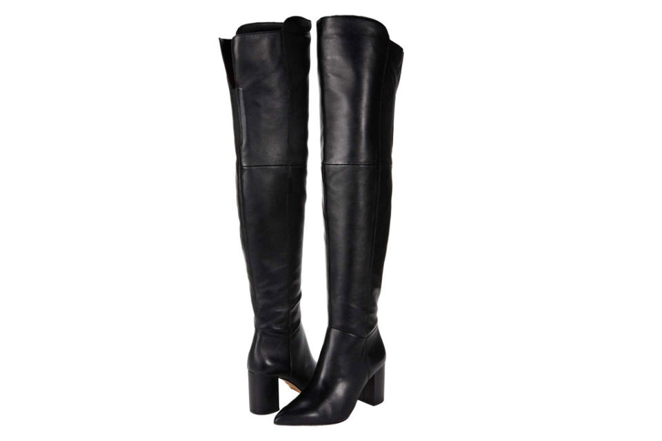 black boots, thigh high, leather, louise et cie