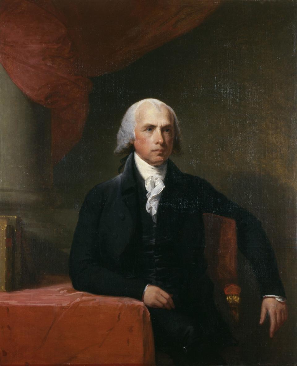 James Madison, shown in an 1804 portrait by Gilbert Stuart, served as Secretary of State under President Thomas Jefferson from 1801-1809, after which he succeeded Jefferson as the country's fourth president.