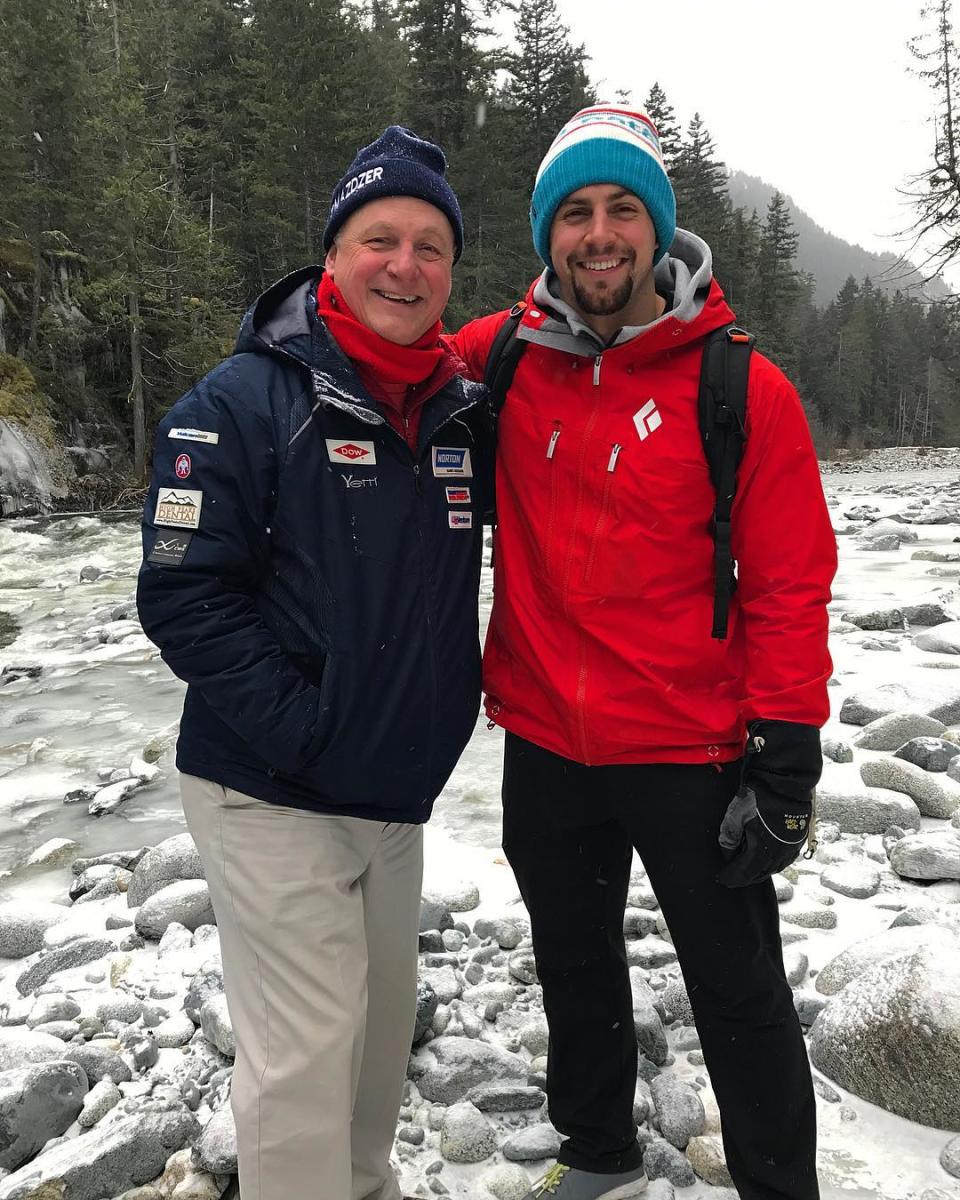 <p>Chris Mazdzer, who won a silver medal in the men’s luge, takes a photograph with his father. (Instagram | @mazdzer) </p>