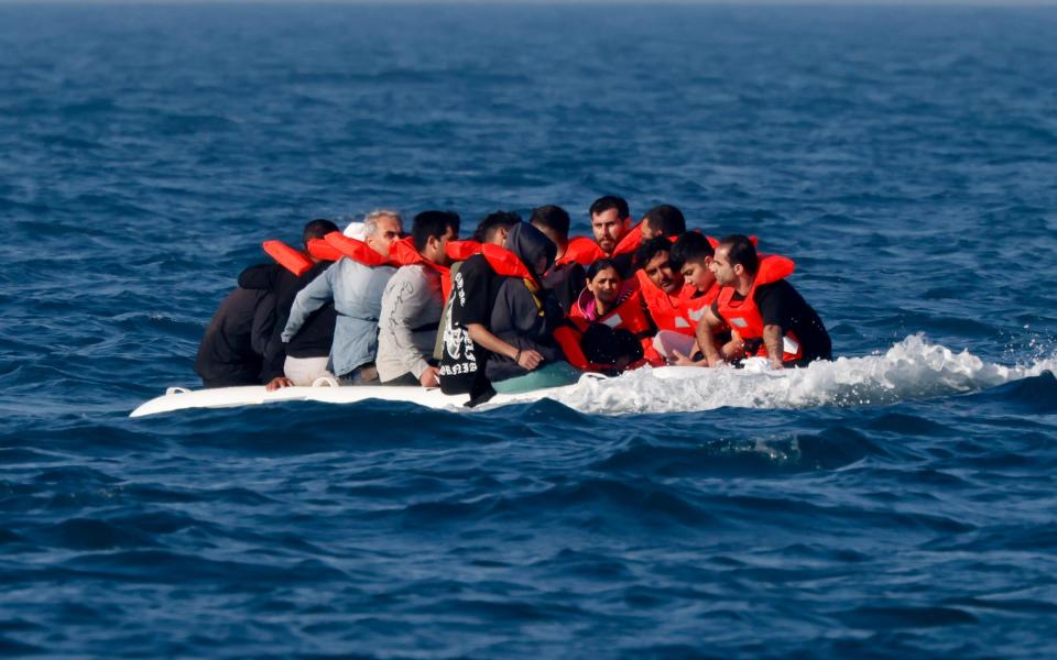 Illegal immigrants in a boat on the Channel