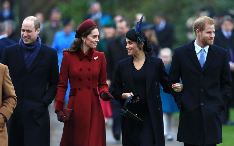 Prince William, Duke of Cambridge, Catherine, Duchess of Cambridge, Meghan, Duchess of Sussex and Prince Harry, Duke of Sussex at Sandringham. - Getty Images Europe