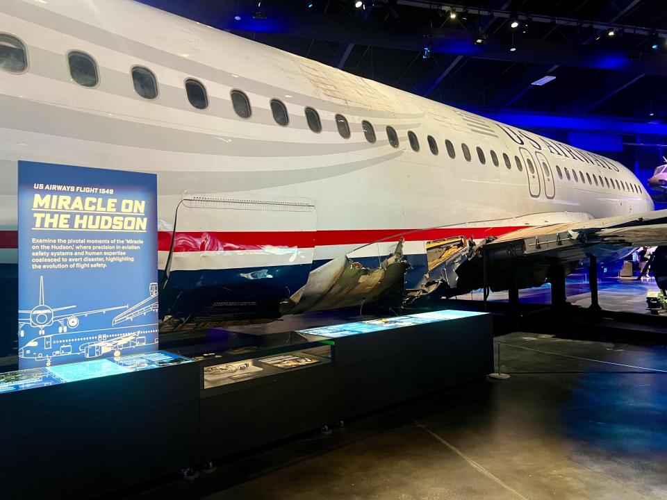 The Miracle on the Hudson aircraft on display in Charlotte.