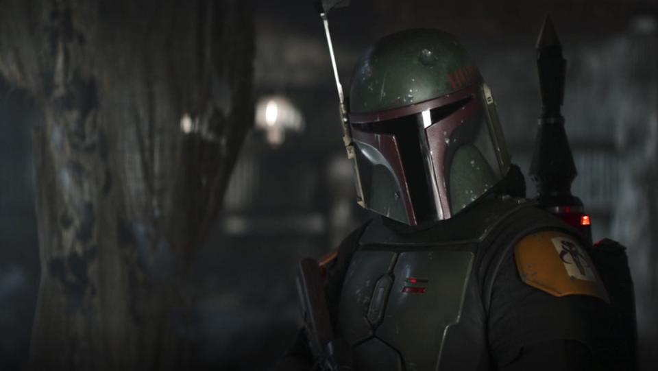 Boba Fett in his full armor and helmet