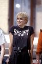 <p>Madonna rocked a pixie cut and a head-to-toe black outfit on the set of the "Papa Don't Preach" music video.</p>