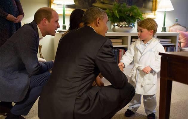 Prince George meets Barack Obama.