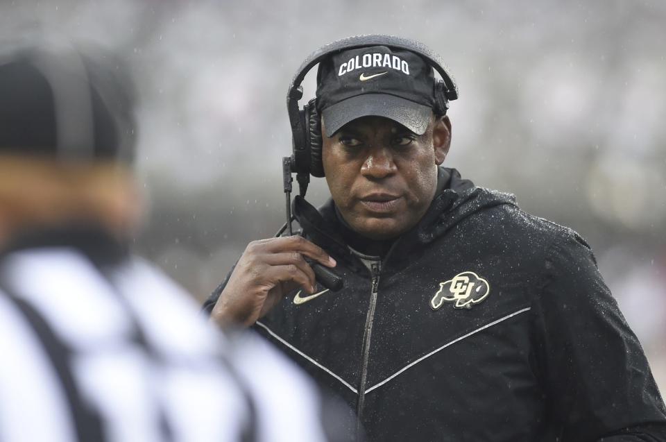Oct 19, 2019; Pullman, WA, USA; Colorado Buffaloes head coach Mel Tucker looks on in the first half against the Washington State Cougars at Martin Stadium.