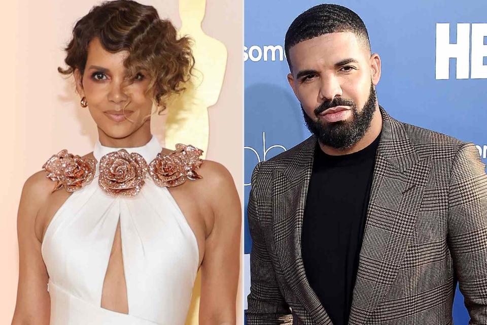 <p>ABC;Getty</p> Halle Berry claims Drake asked if he could use her photo as the cover art for his new single and she said "no."