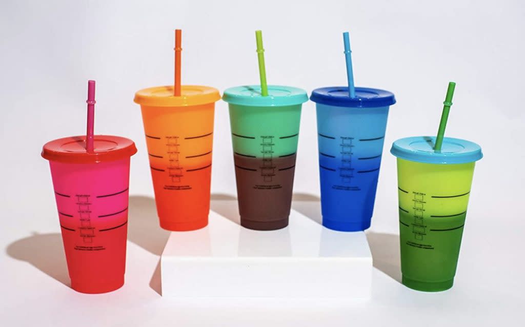 color changing 4-count lidded tumbler & straw set, Five Below