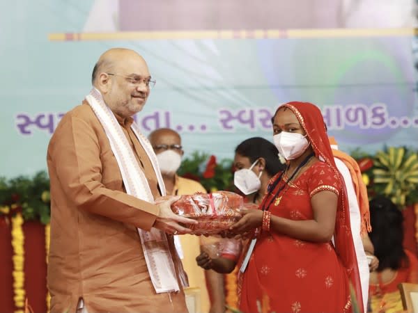 Union Home Minister Amit Shah in Gandhinagar (Photo/ANI)