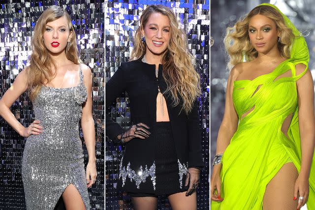 <p>Kevin Mazur/WireImage</p> Taylor Swift, Blake Lively and Beyonce