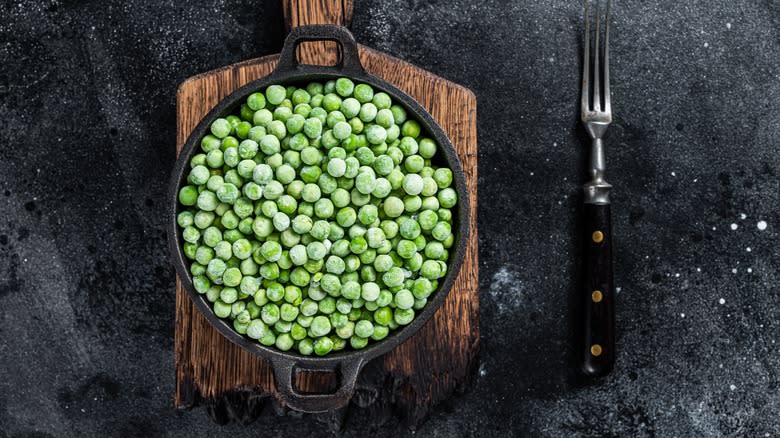 Dish of frozen peas