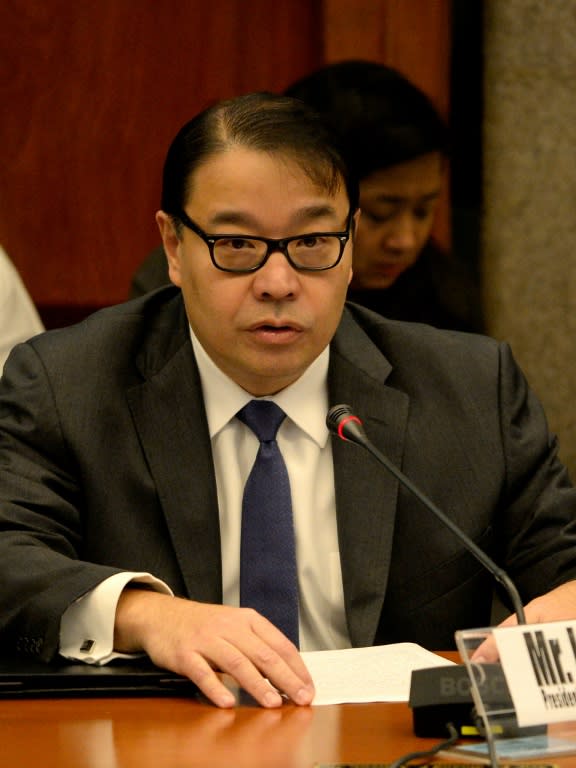 Lorenzo Tan, RCBC president and chief executive officer, gives a statement during a senate hearing in Manila on March 15, 2016