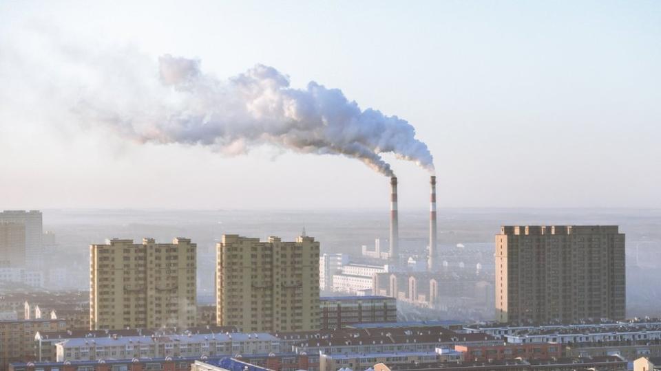 chimney in beijing - stock photo