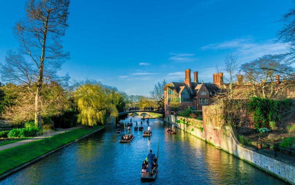 Punting at Cambridge on the river Cam