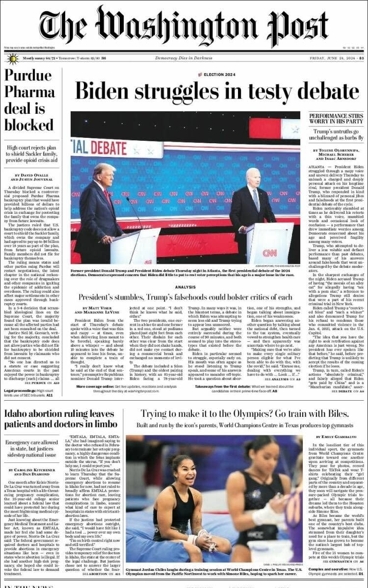 Washington Post front page on June 28