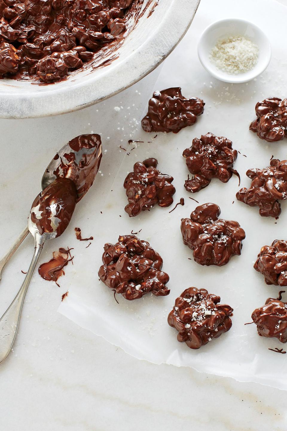 Triple-Chocolate-Covered Peanut Clusters