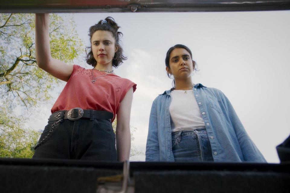 Margaret Qualley and Geraldine Viswanathan in Ethan Coen's 'Drive-Away Dolls'