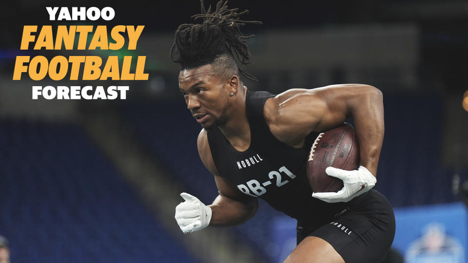 El RB Bijan Robinson de la Universidad de Texas participa en simulacros durante el NFL Scouting Combine 2023.  (Crédito de la foto: Kirby Lee-USA TODAY Sports)