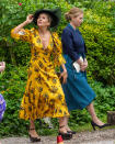 <p>Sienna Miller and Scarlett Johansson are all dressed up on the London set of <em>My Mother's Wedding</em> on June 24. </p>