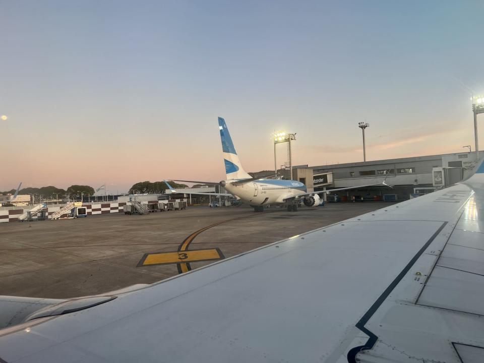 Looking out the window at AEP at another Aerolineas airplane.