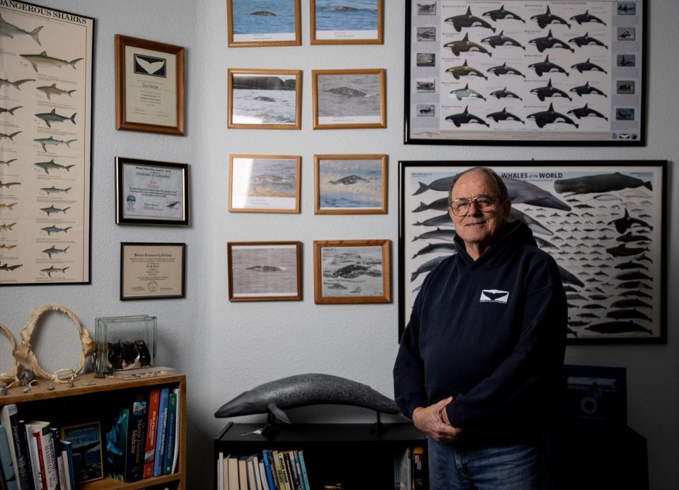 Retired firefighter Era Horton has spent 14 season volunteering for Whale Watch Week for Oregon State Parks and Recreation, Thursday, March 23, 2023, in Salem, Ore. 