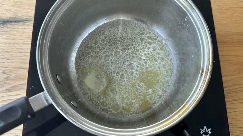 Butter melting in pot