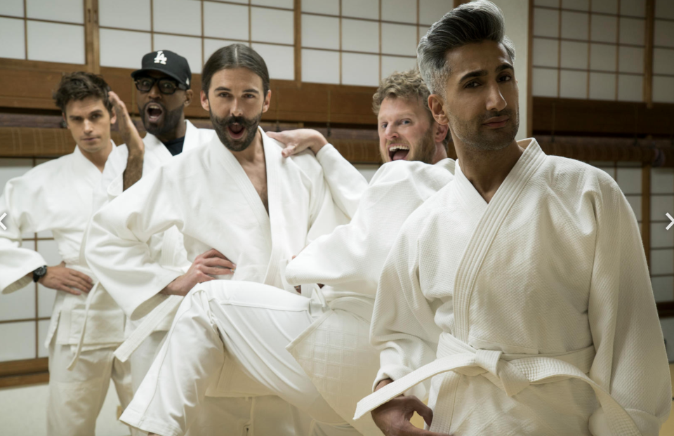 Antoni Porowski, Karamo Brown, Jonathan Van Ness, Bobby Berk and Tan France find heroes to help in Japan.