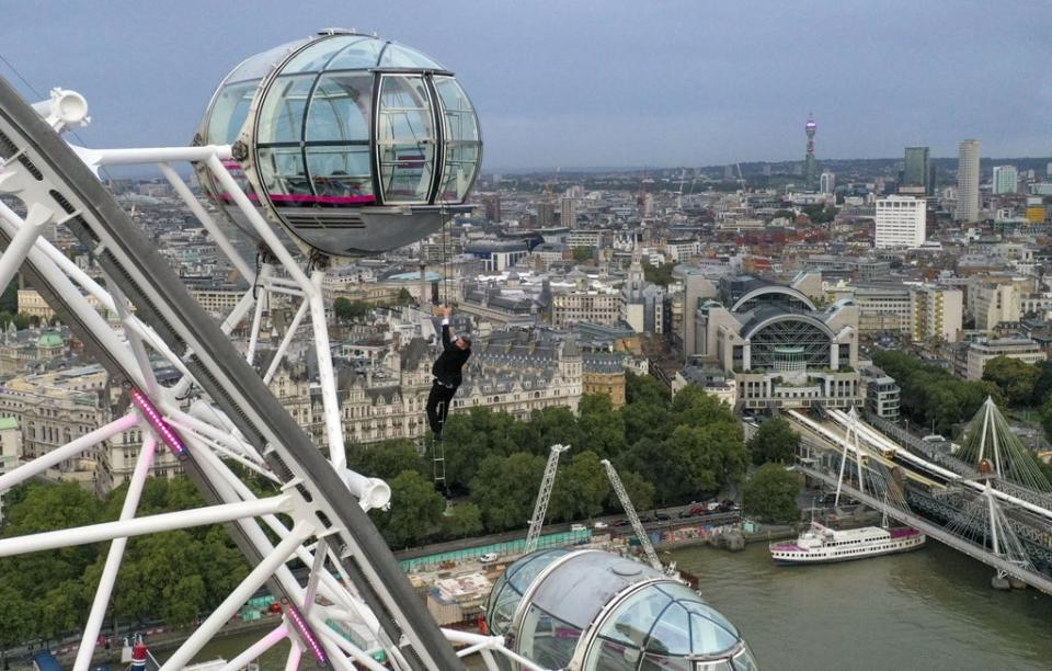 The stunt was performed hours before the world premiere (Steve Parsons/PA) (PA Wire)