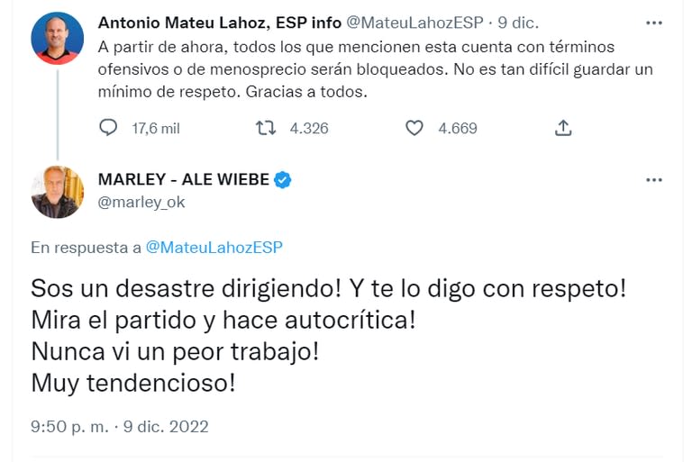 El conductor cuestionó el arbitraje del español.