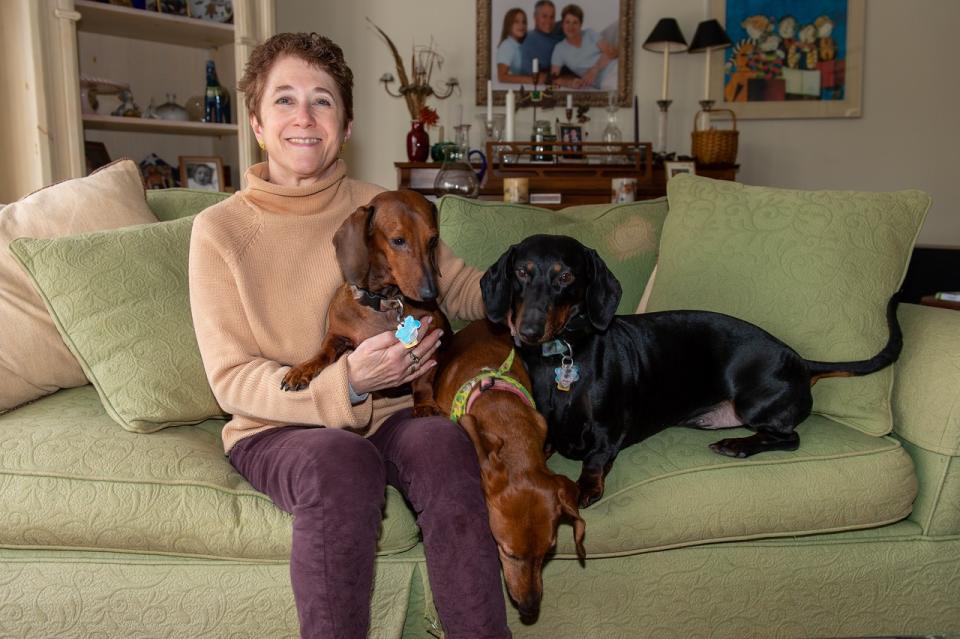 Susan Alai and her dachshunds.