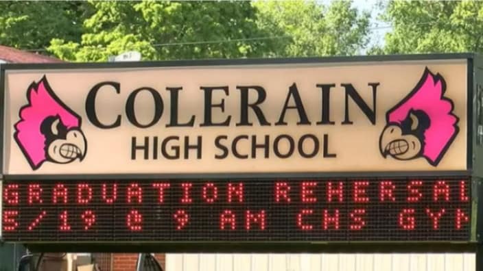 Students at Colerain High School in Ohio were “issued significant disciplinary action” after a picture they took on of water fountains on campus with signs reading “Whites Only and “Blacks Only” was posted on social media. (Photo: Screenshot/fox19.com)