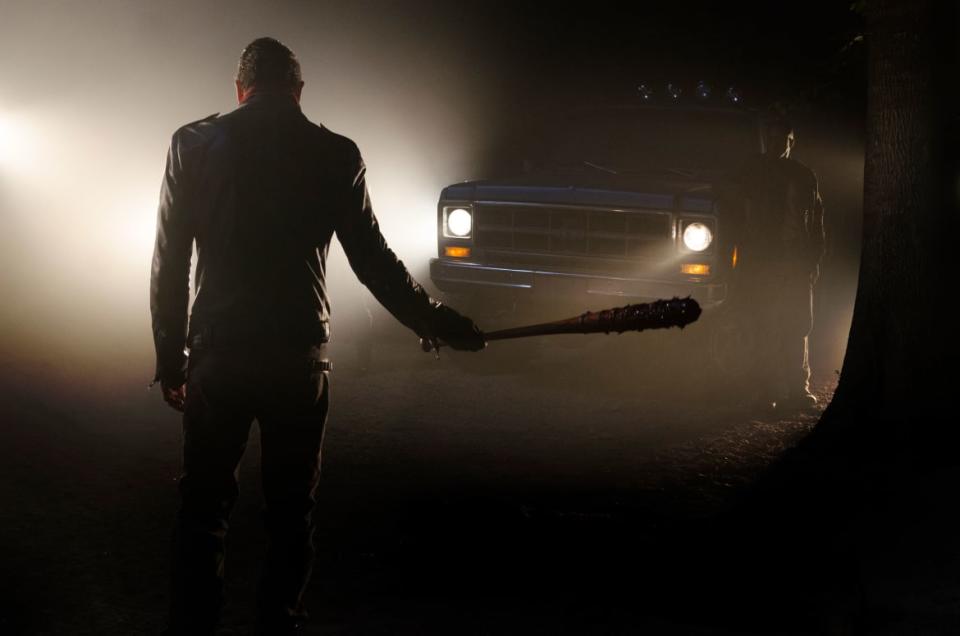 <div class="inline-image__caption"><p>Jeffrey Dean Morgan as Negan in The Walking Dead, Season 7, Episode 1.</p></div> <div class="inline-image__credit">Gene Page/AMC</div>