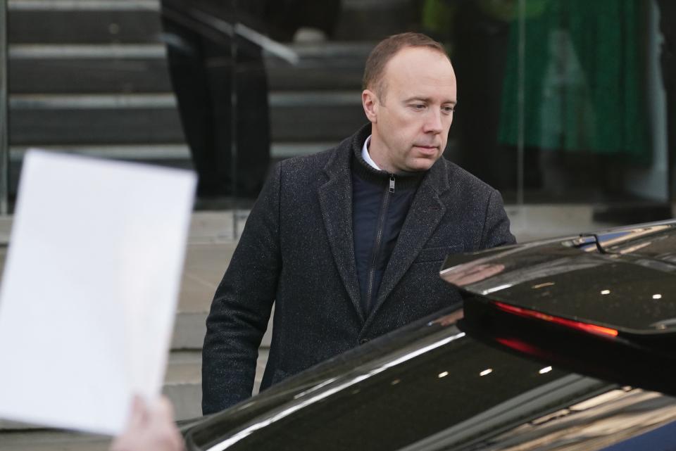 Former health secretary Matt Hancock leaving Dorland House in London after giving evidence to the UK Covid-19 Inquiry on Friday (PA)