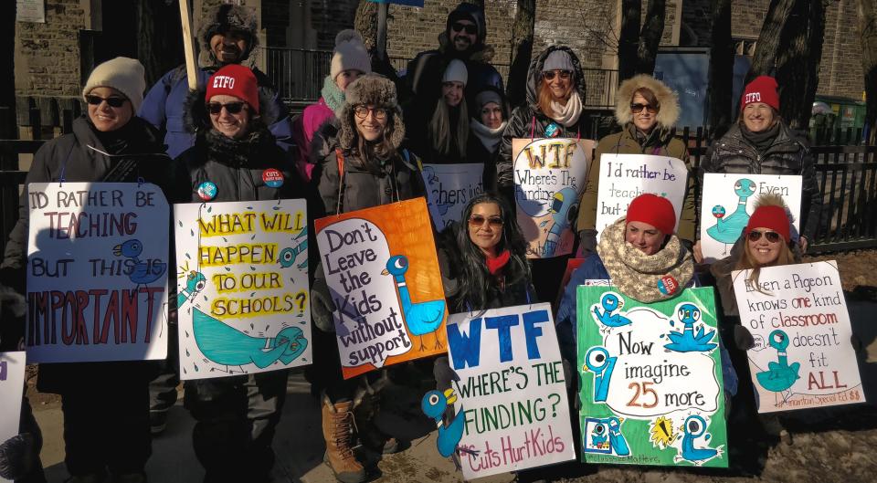 Toronto District School Board teacher Sarah Zubair has been documenting some of the more creative signs at Toronto-area strikes by teachers on her Instagram account, @sarahzubair.co. (Sarah Zubair)